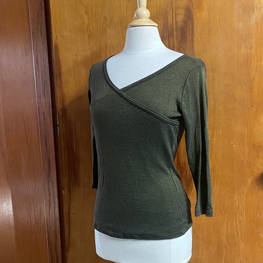 MICHAEL STARS Olive Green Women's Wrap Top SHINE OSFM Med
